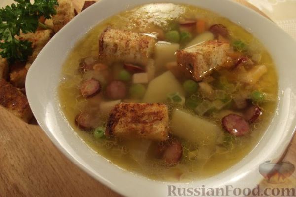 Гороховый суп с копченостями (с двумя видами гороха)