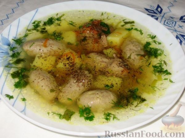 Куриный суп с гречневыми галушками