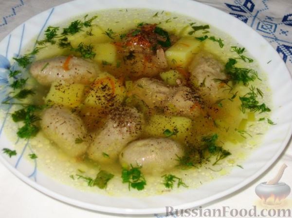 Куриный суп с гречневыми галушками