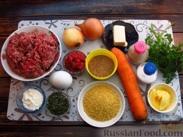 Мясные тефтели с булгуром в овощном соусе (на сковороде)